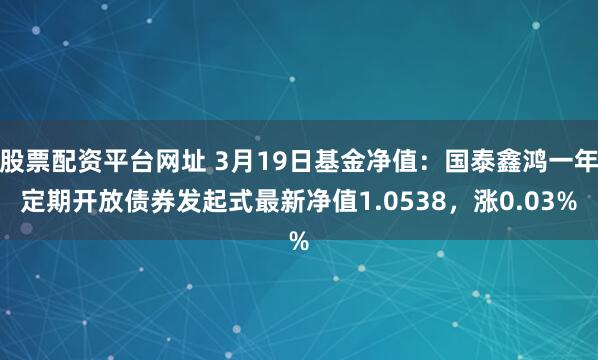 股票配资平台网址 3月19日基金净值：国泰鑫鸿一年定期开放债券发起式最新净值1.0538，涨0.03%